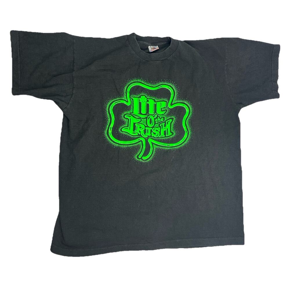 Vintage Fruit Of The Loom Lite O' The Irish 90s Black Miller Shirt Size XL